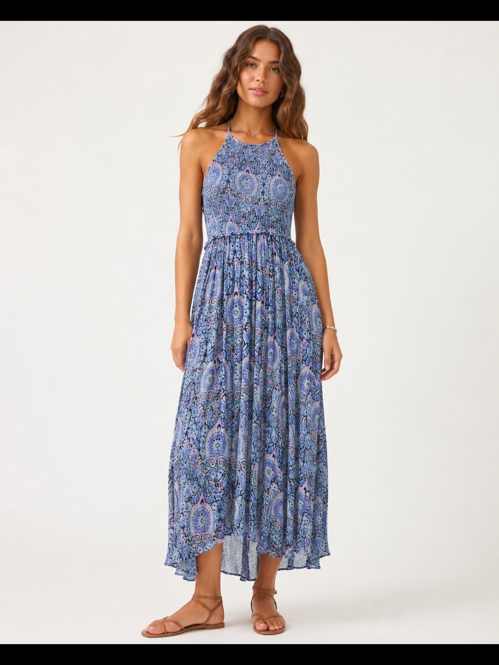 Free People Blue Paisley High Low Maxi Dress Size Small
